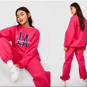 Boohoo LA Varsity Sweater Tracksuit